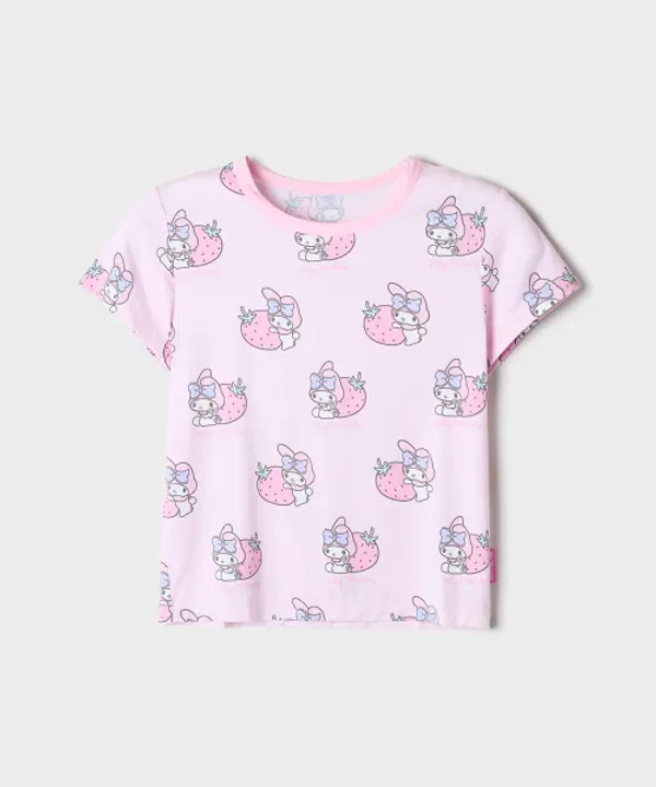 Пижама с принтом Sanrio Characters, 3/4 рукава, модал, Spao Kids, светло-розовый — фото 2