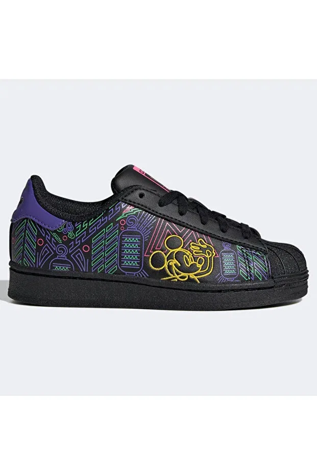 Детские кроссовки для девочек с принтом Superstar C Black Kids Sneakers IF1270 Adidas, Purple Black