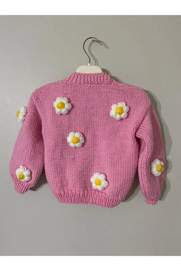 Детский кардиган для девочек хлопковый El Örgüsü Cici Bebe, Pink — фото 3