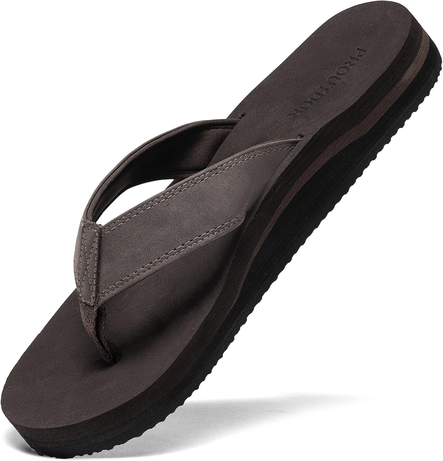 

Мужские широкие вьетнамки с ортопедической поддержкой свода стопы, спортивные шлепанцы с мягкой стелькой Proutdor, Coffee