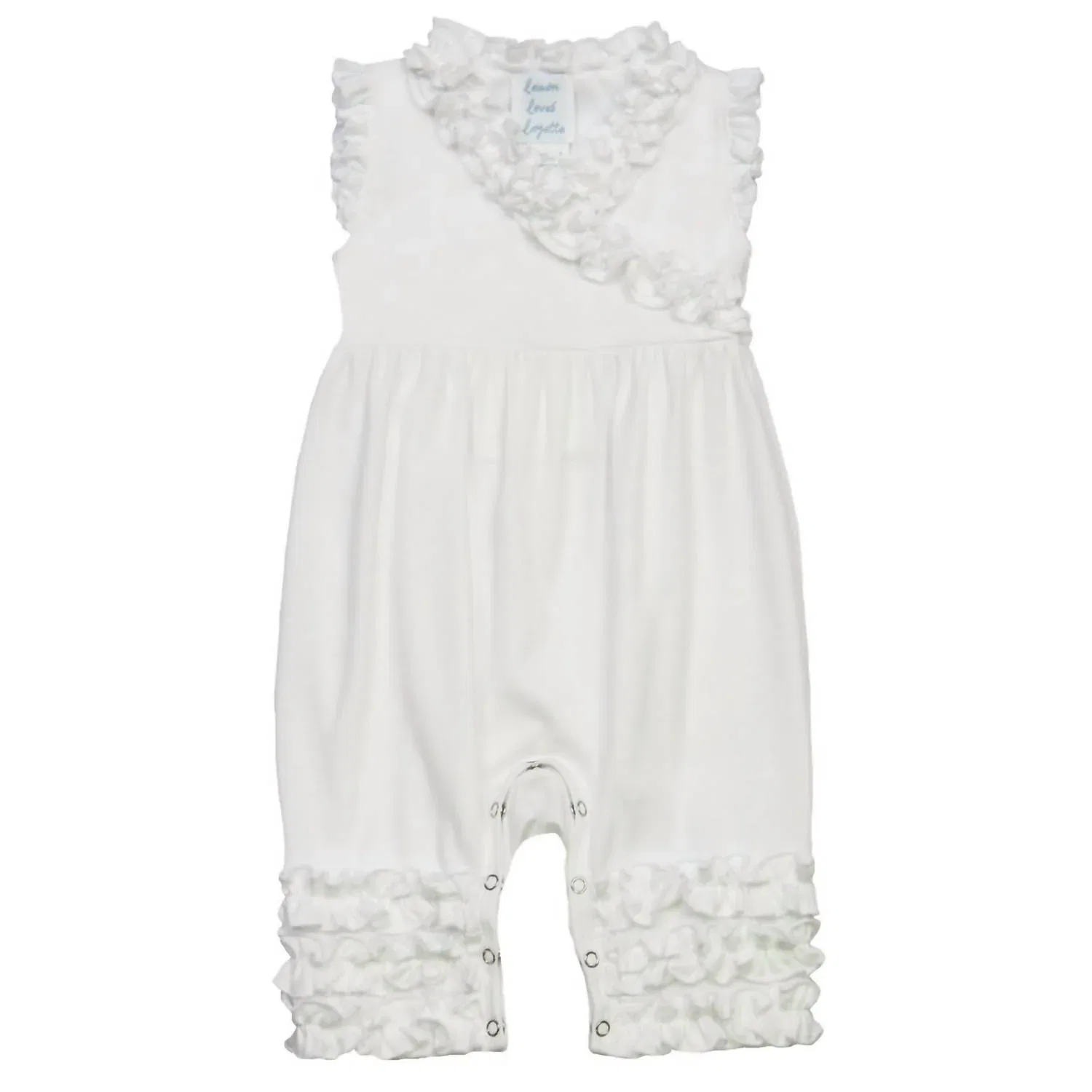 Детский боди-комбинезон для девочек с коротким рукавом Ava Romper Lemon Loves Layette, White — фото 2