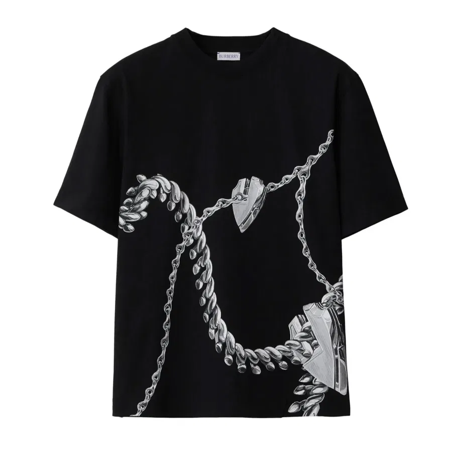Футболка хлопковая Shield Hardware Burberry, Black — фото 4