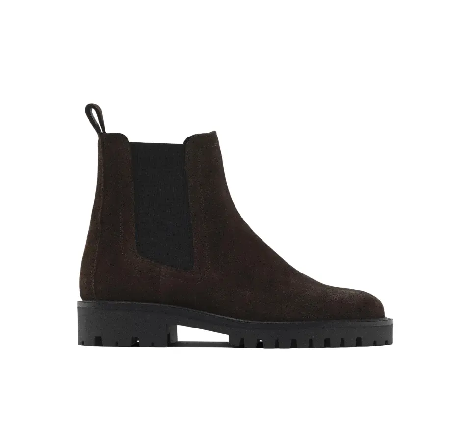 

Ботильоны из замши с разрезом и боковыми вставками Massimo Dutti, коричневый