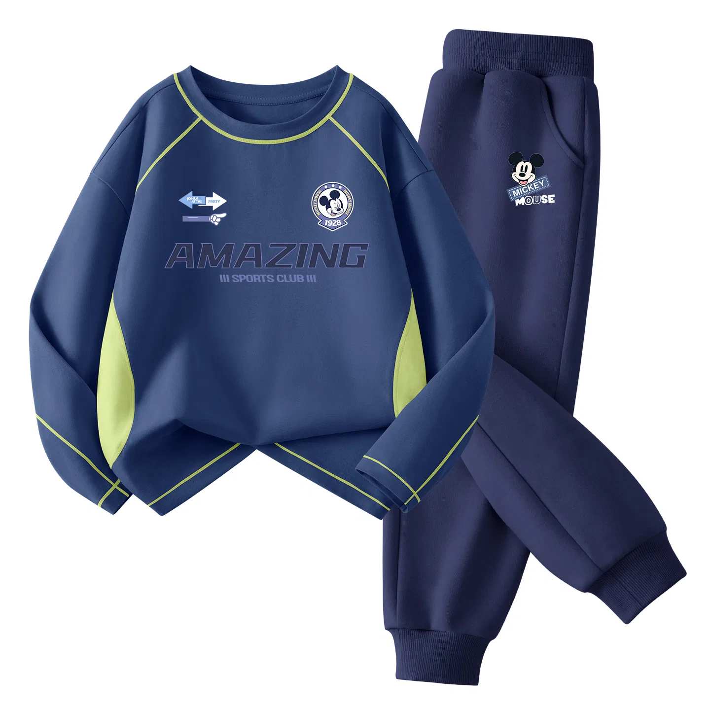 Детский спортивный комплект с круглым вырезом и принтом Disney, Di Chui Wind Qi Navy Blue+Di Flight Qi K Navy Blue