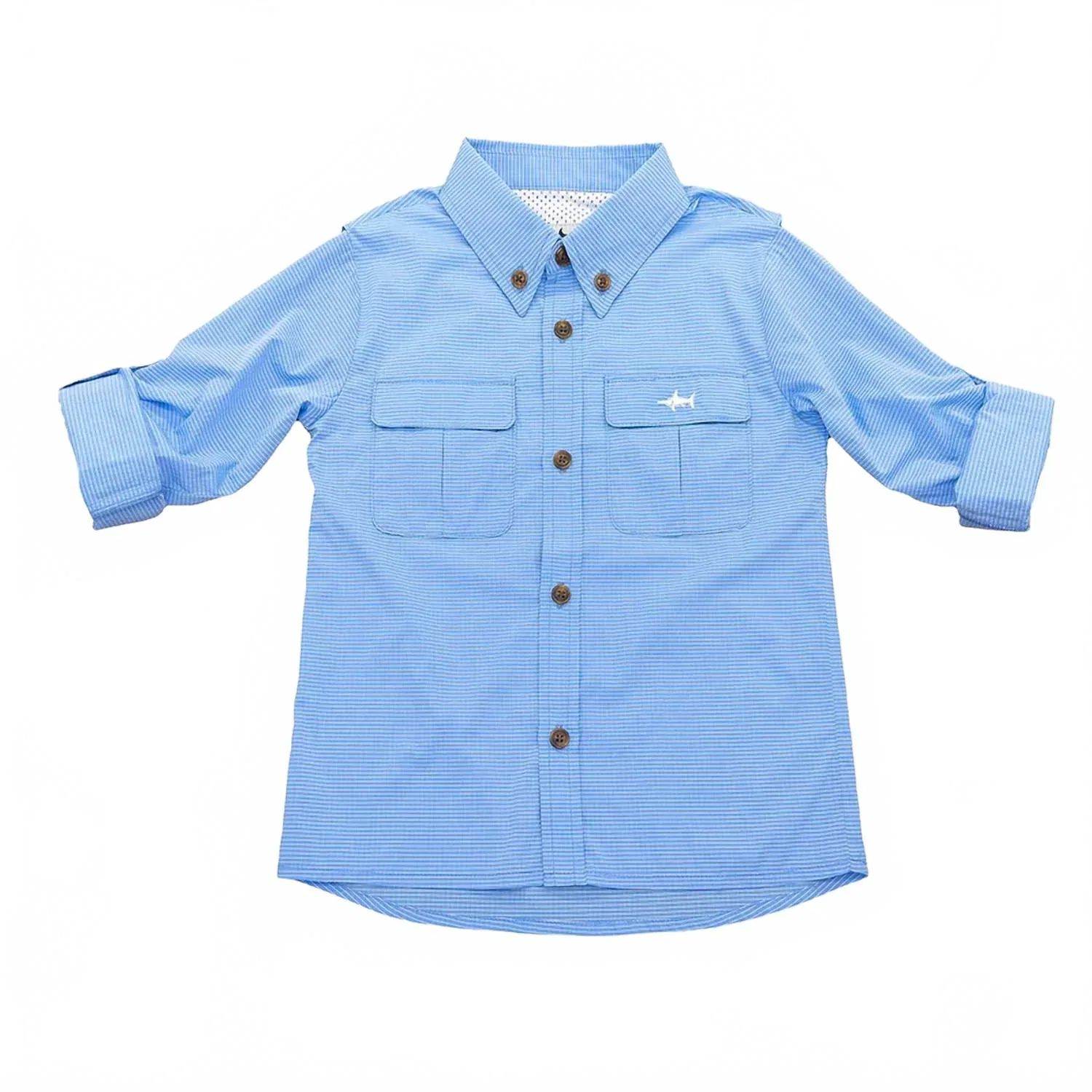 Детская рубашка для мальчиков с отстегивающимися рукавами Flagler Performance Fishing Shirt Saltwater Boys Co., Blue Stripe — фото 3