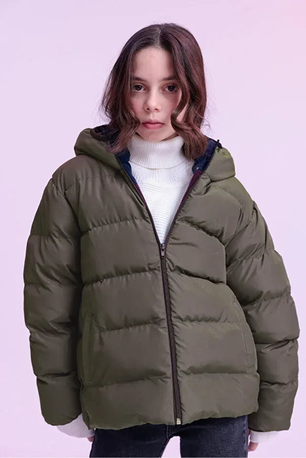 Детское пальто для девочек с капюшоном Gizrain, Khaki
