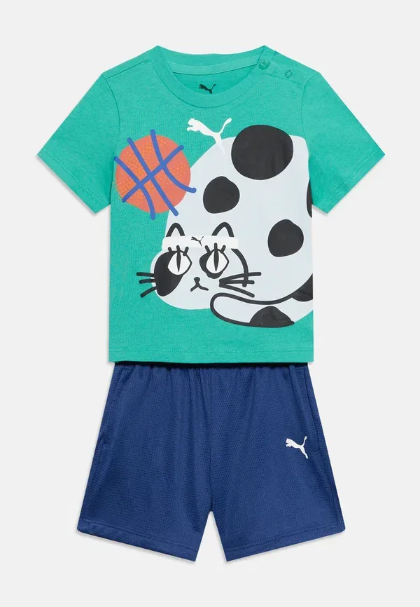 Комплект из футболки с принтом и шорт из хлопка и полиэстера Puma, ярко-зеленый — фото 3
