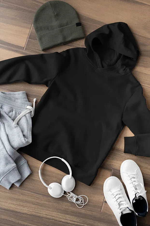 Детская толстовка для девочек с принтом Babymonster printed children's sweatshirt with hood without caps 3 threads Magors, Black — фото 2