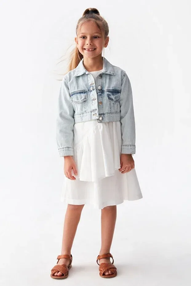 Куртка "Аврора" для девочек 4-8 лет, синяя Hausekids
