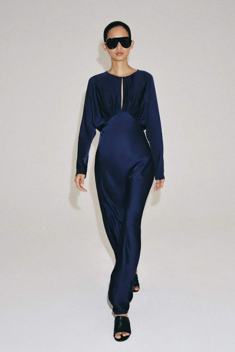 Длинное атласное платье из коллекции ZW ZARA, Blue