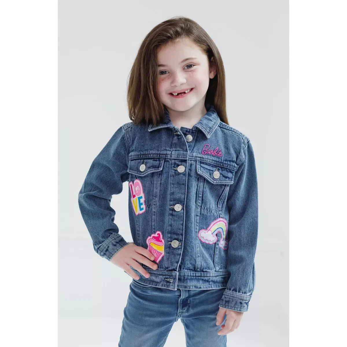 Детская джинсовая куртка для девочек с принтом Barbie Girls Denim Jacket Barbie, Blue — фото 2