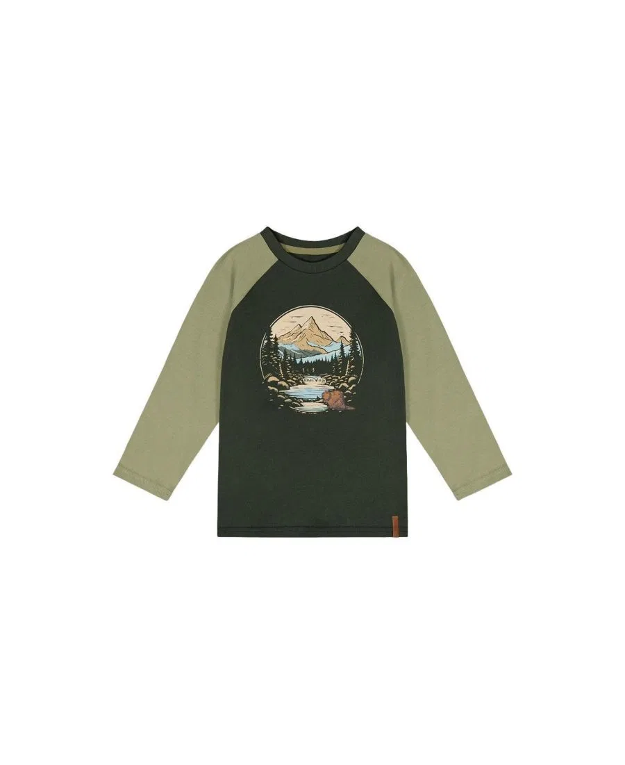 Футболка реглан с длинным рукавом с принтом Deux par Deux, Jasper Printed Green