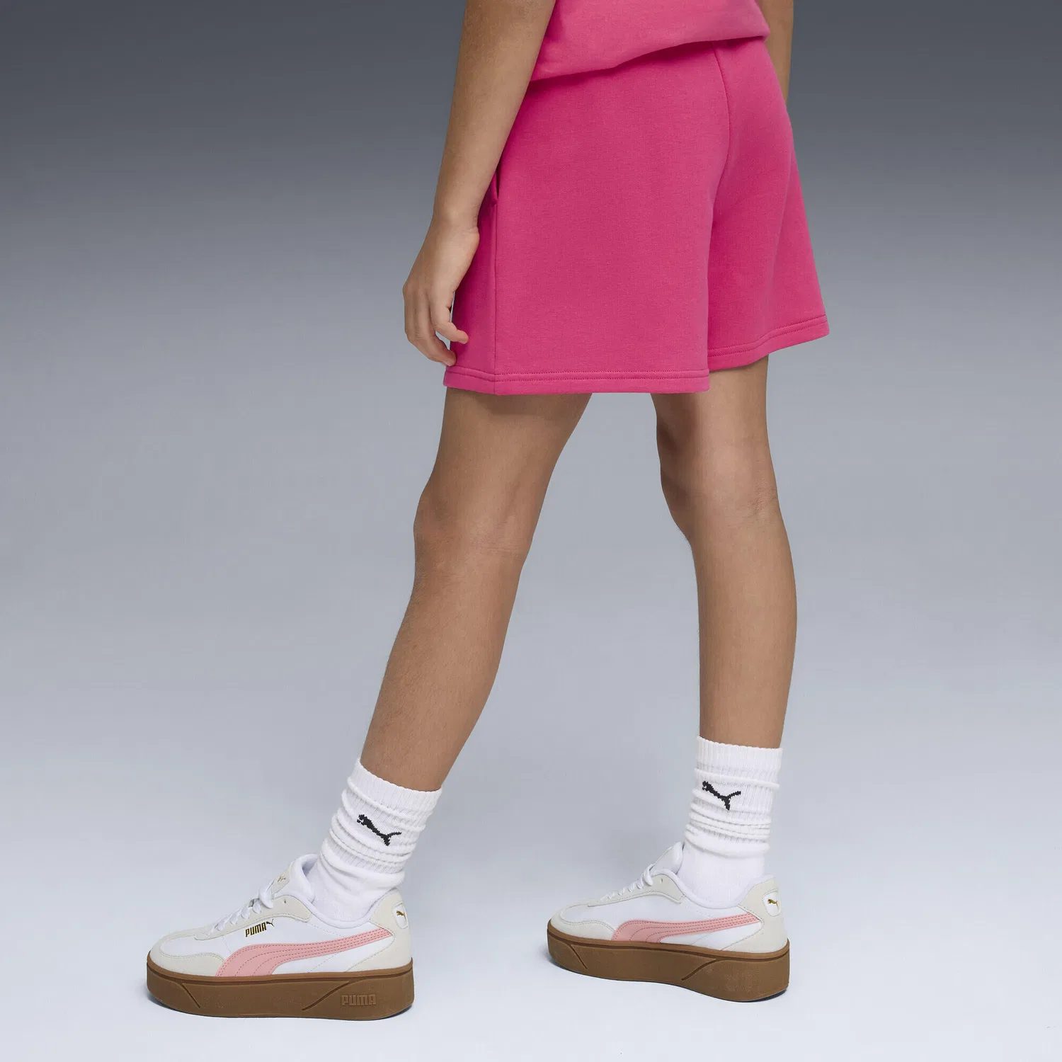 Детские шорты с высокой посадкой Essentials High-Waist Shorts Puma, Rosa — фото 3