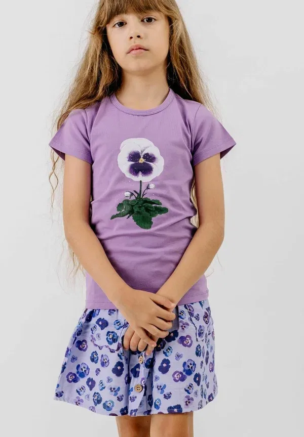 Футболка с цветочным принтом Violas Walkiddy Purple, фиолетовый