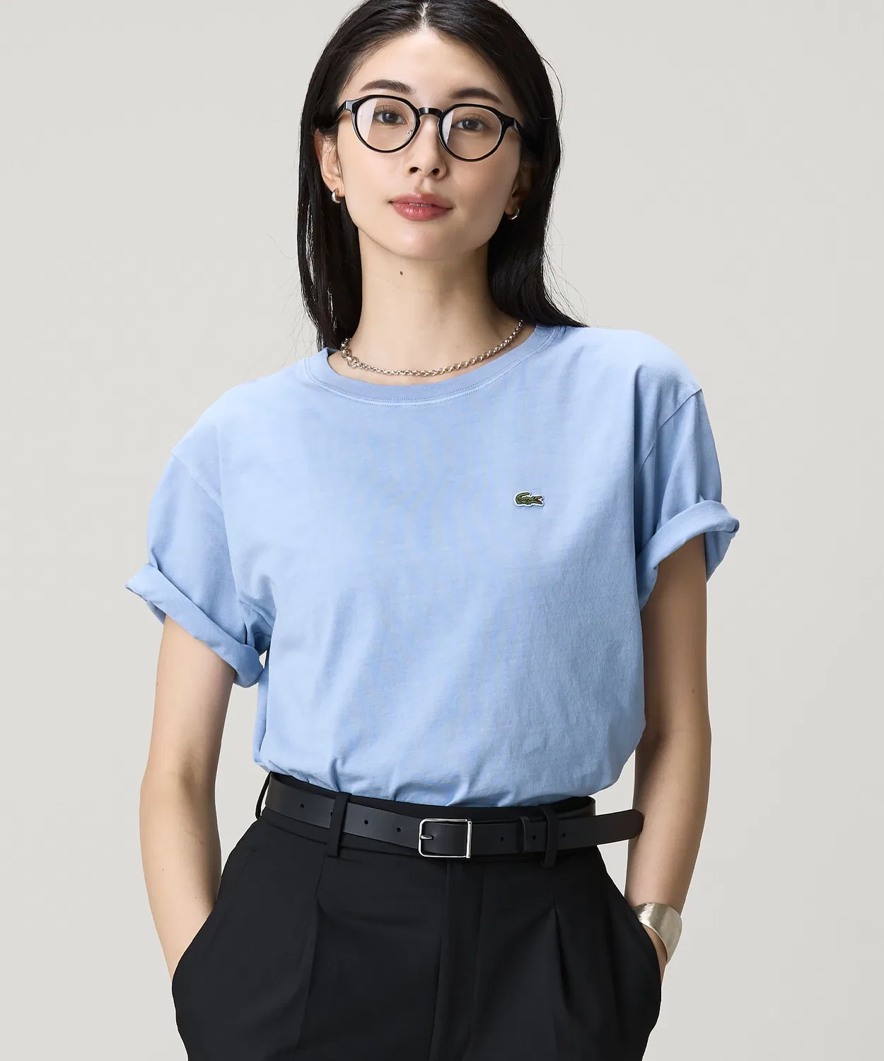 Женская футболка с принтом крокодила, укороченная LACOSTE, Pink — фото 4