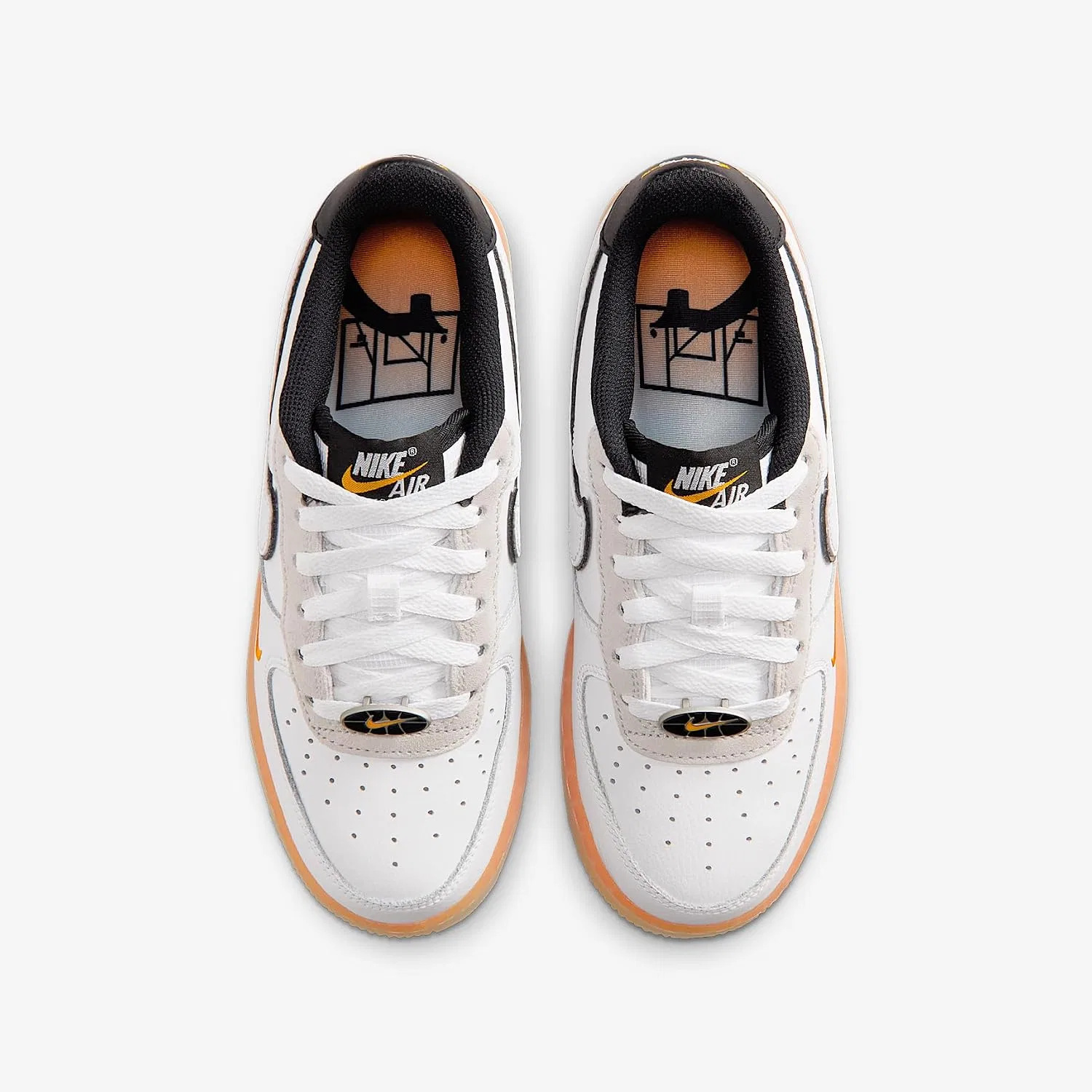 Детские кроссовки для мальчиков Nike Air Force 1 Big Kids' Shoes, White/Black/Orange Peel/White — фото 4
