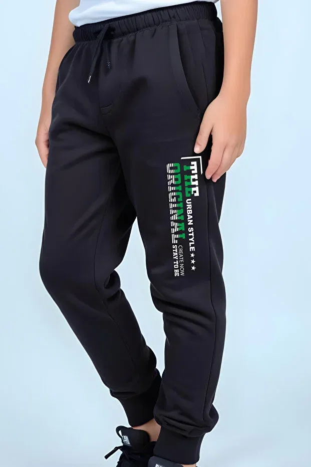 Детские спортивные штаны для мальчиков с принтом Urban Style Printed Jogger Sweatpants Panios Kids, Black — фото 4