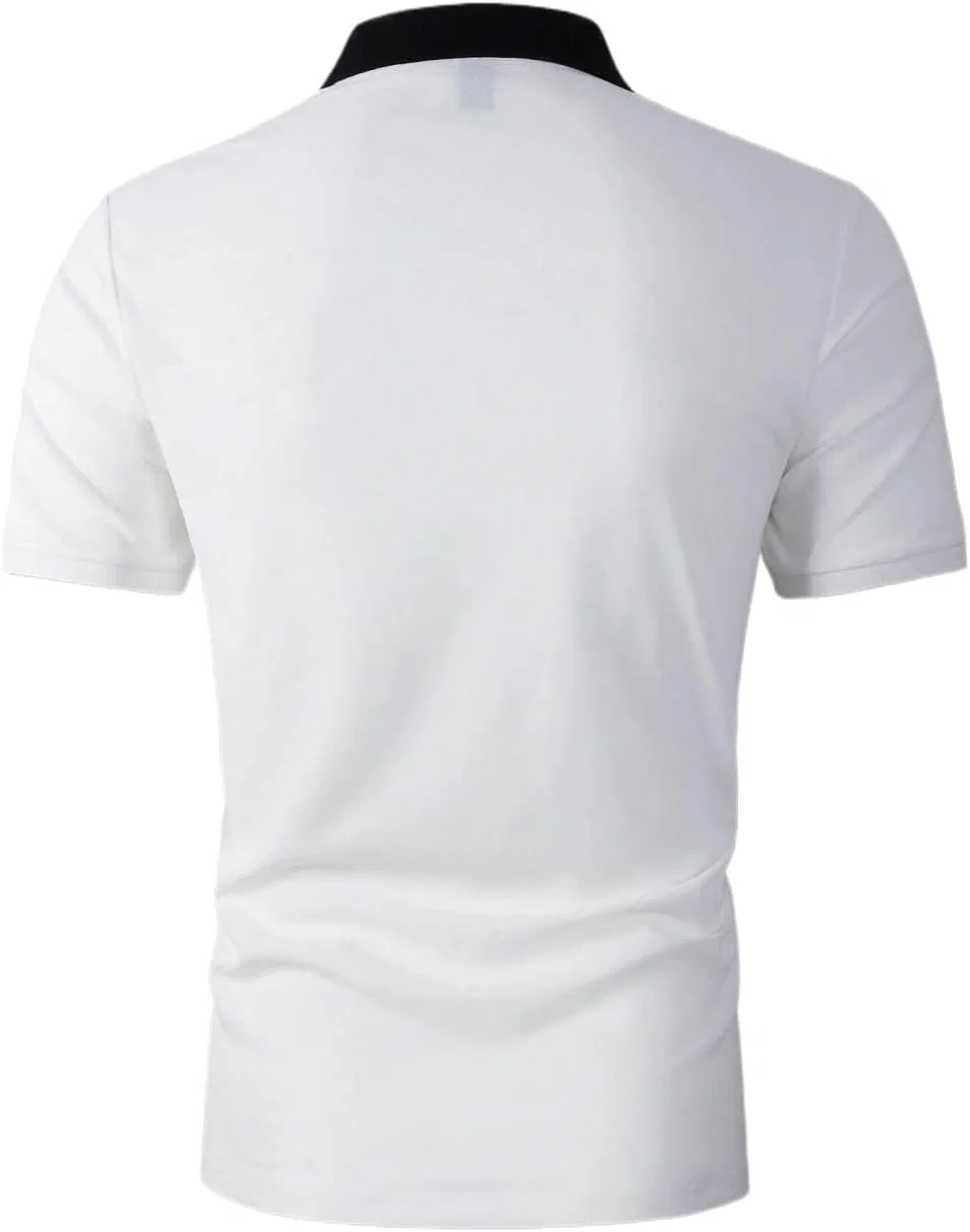 Мужская цветная футболка с воротником на молнии, White