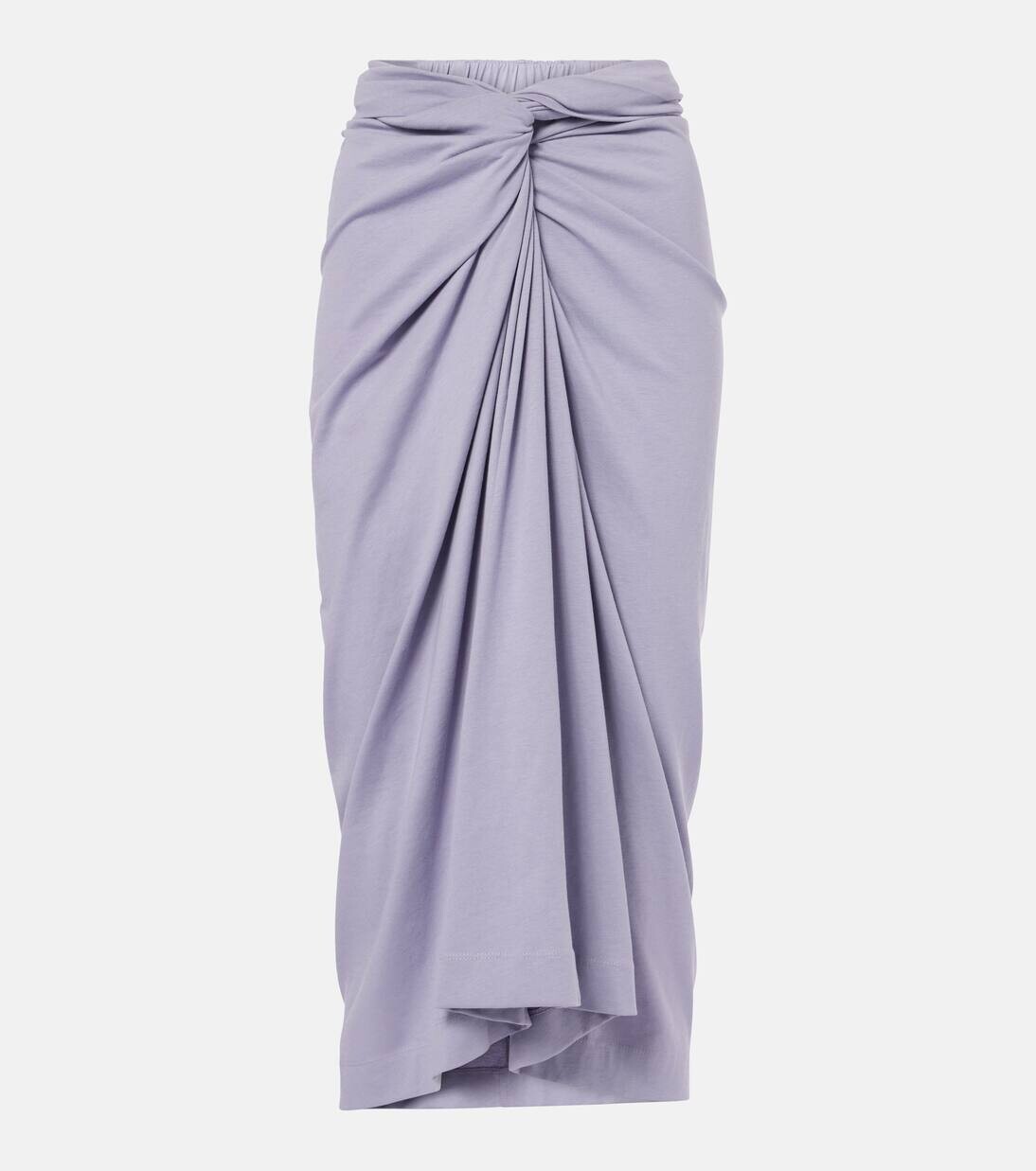 

Юбка миди из хлопкового джерси со сборками Dries Van Noten, цвет lilac