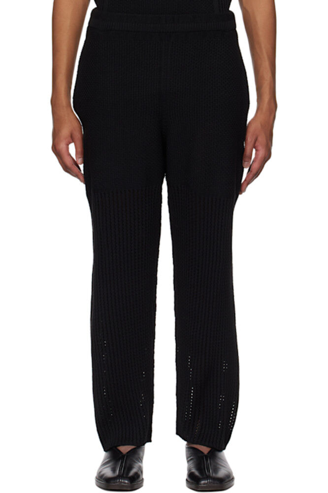 

Черные трикотажные штаны в деревенском стиле HOMME PLISSÉ ISSEY MIYAKE
