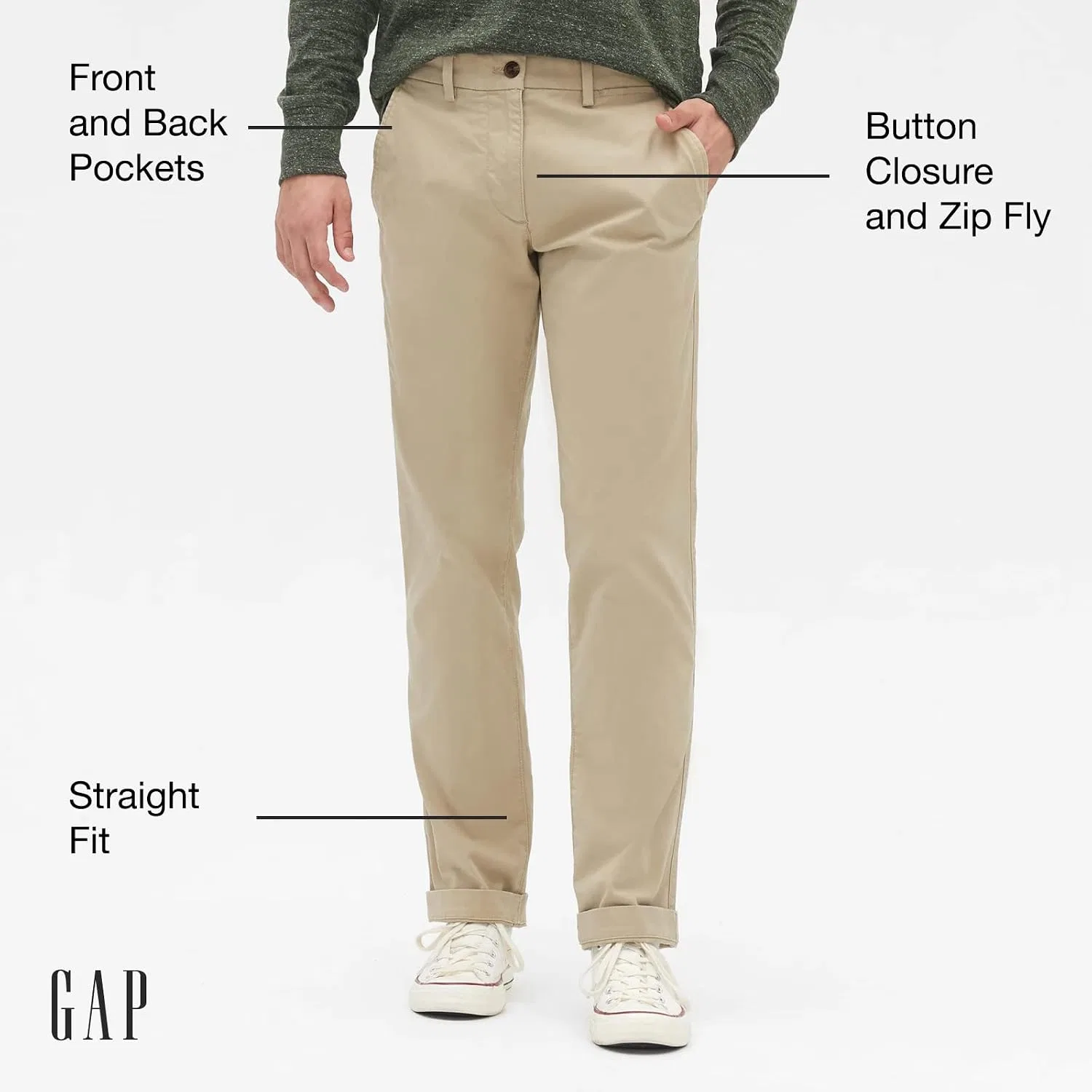 Мужские чиносы с slim-кроем Gap, чёрный — фото 3