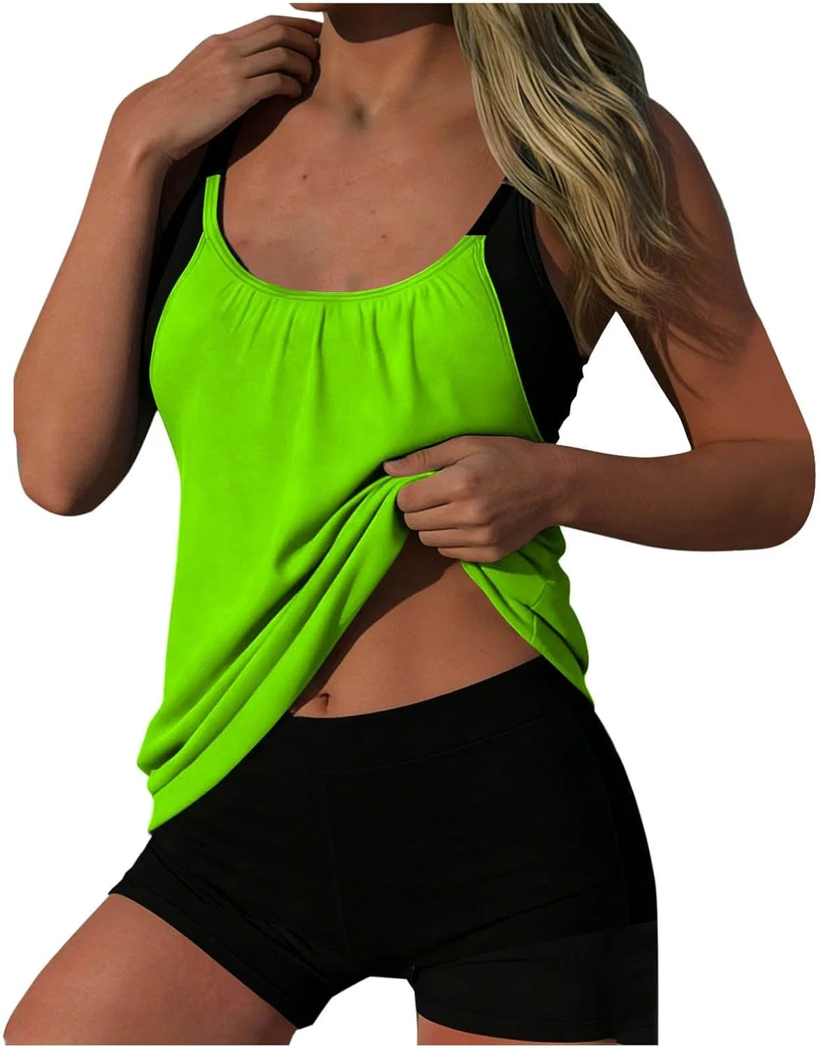 Женский танкини с утяжкой живота One Shoulder, Army Green