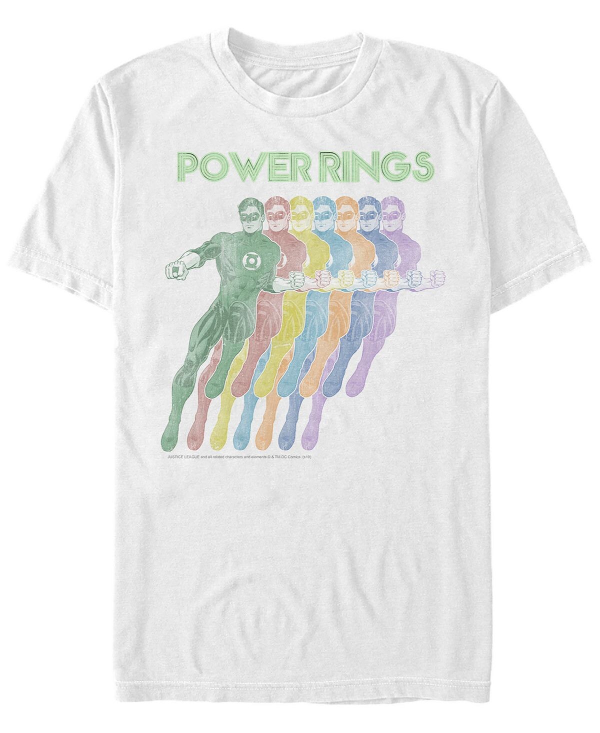 

Мужская футболка с коротким рукавом green lantern rainbow power rings Fifth Sun, белый