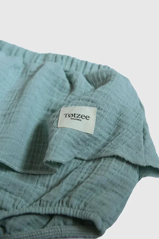 Детские шорты для девочек с юбкой хлопковые Mint muslin Totzee, Cyan — фото 3