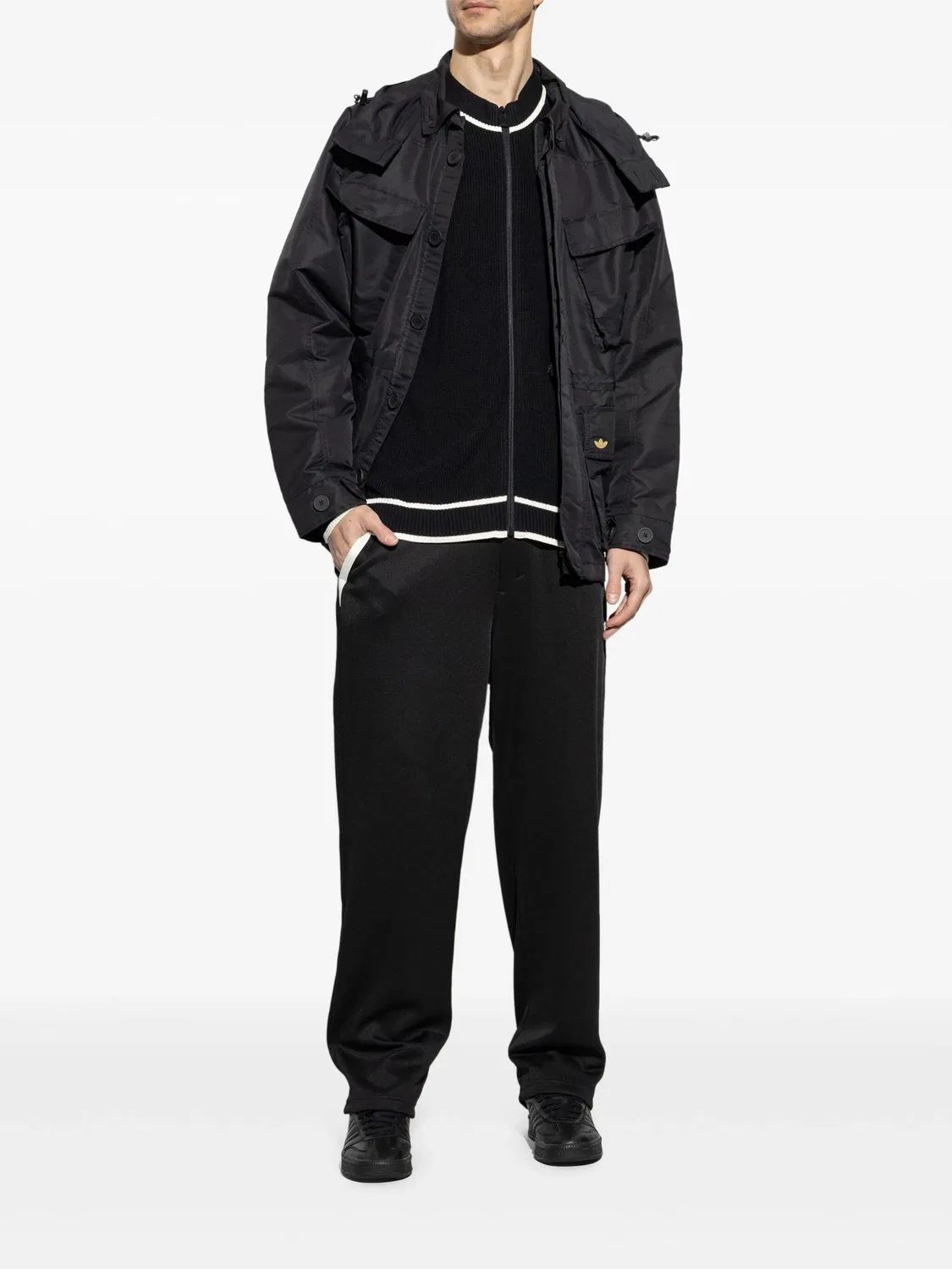 Adidas Мужская худи-куртка черного цвета — фото 4