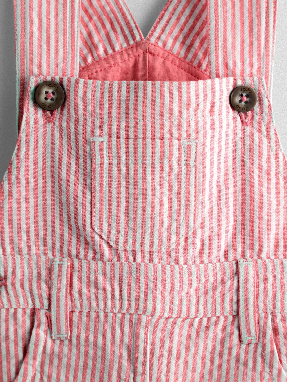 Комбинезон в полоску, модель Seersucker Stripe Jojo Maman Bébé, красный — фото 4