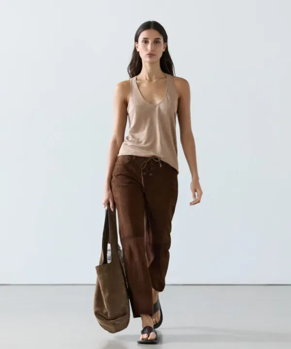 Топ с бретелями, льняной, Massimo Dutti
