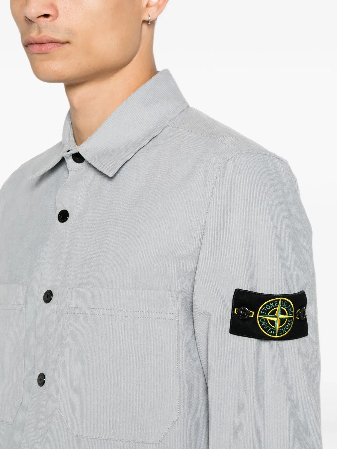 Рубашка вельветовая с нагрудными карманами, серая Stone Island, серый — фото 4