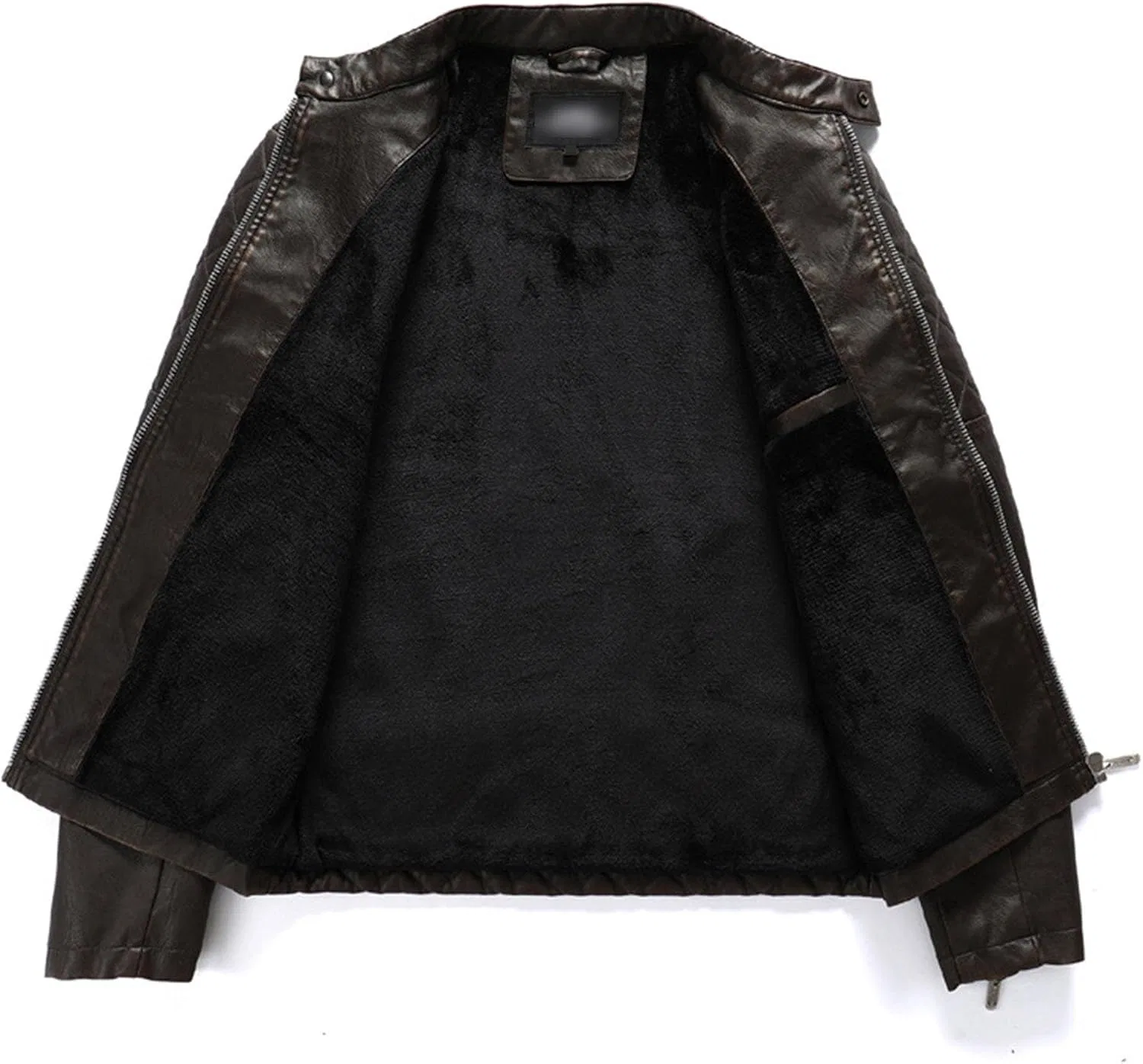 Мужское хлопковое пальто-бомбер Faux Leather Fleece Jacket, кофейный — фото 4