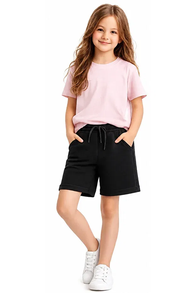 Детские шорты для девочек хлопковые Irem Çocuk Giyim, Black — фото 2