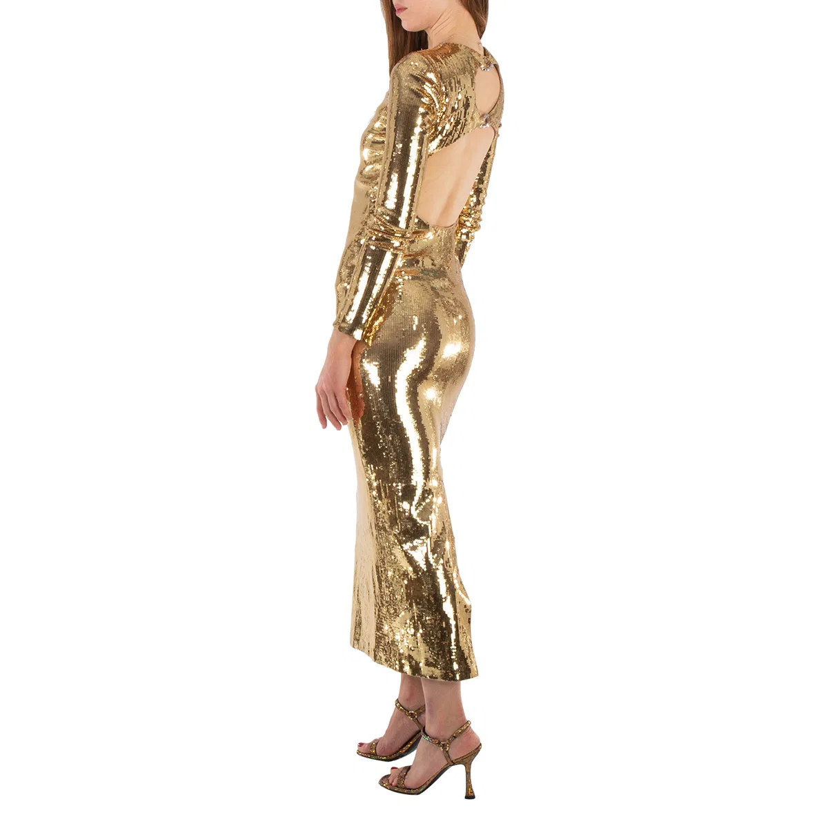 Платье вечернее с пайетками и вырезами Corrine Burberry, Gold — фото 4