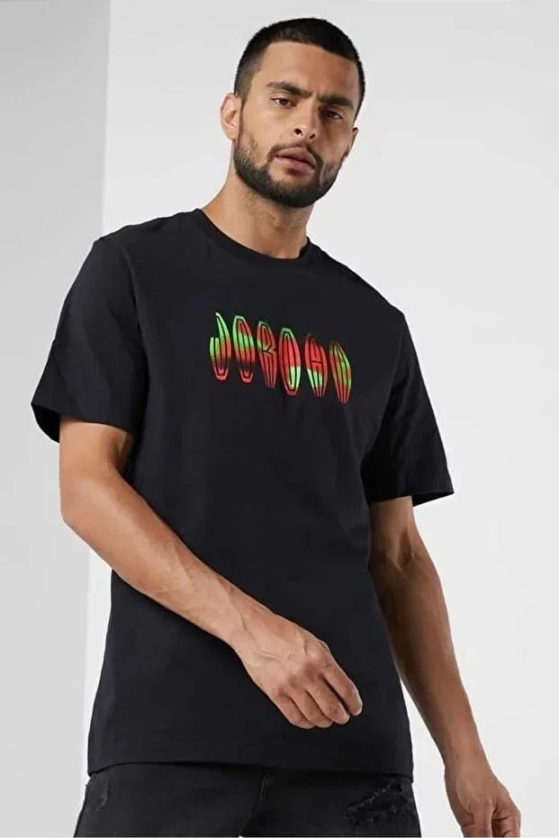 Мужская футболка с коротким рукавом хлопковая облегающая Jordan MVP Flight Remix SS Crew Nike, Black