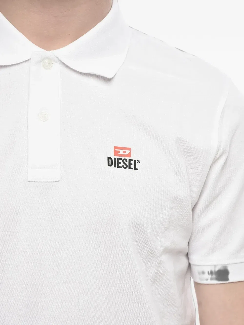 Рубашка поло с фактурой пике и логотипом Diesel, белый — фото 4