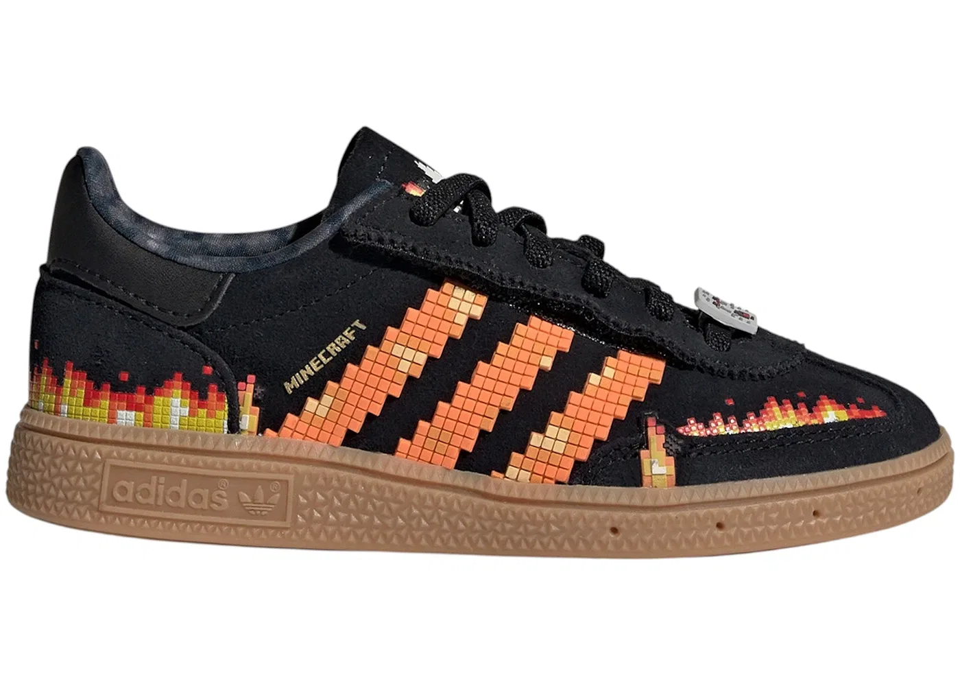Детские кроссовки с удобной застежкой Adidas Handball Spezial Comfort Closure Minecraft Black Pure Orange, Core Black/Pure Orange/Cloud White