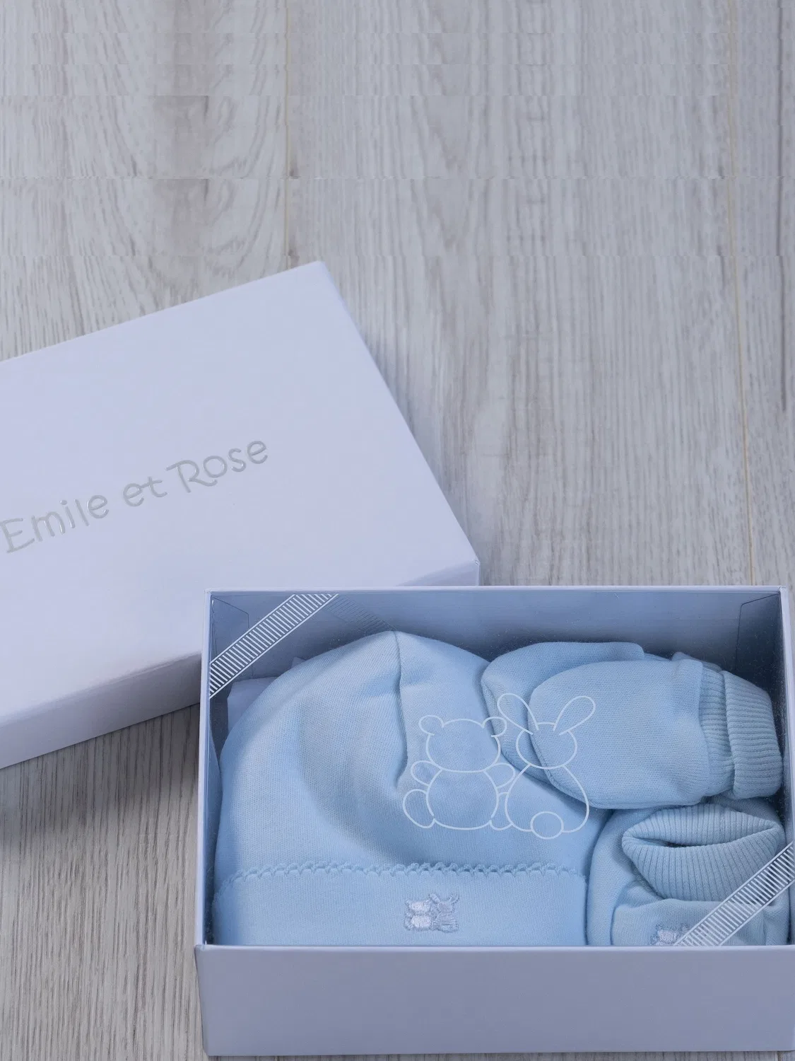 Подарочный набор шапка, пинетки и варежки Emile Et Rose, синий — фото 2
