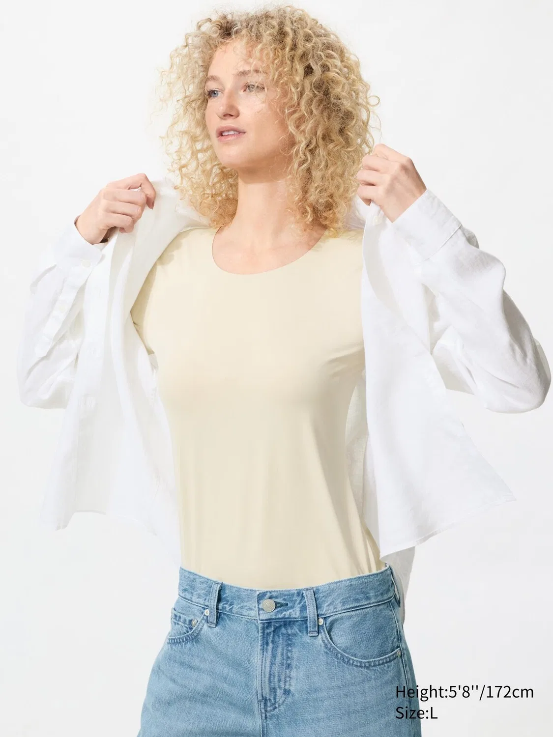 Футболка Uniqlo, с длинным рукавом, защита от УФ-излучения, светло-голубой — фото 2