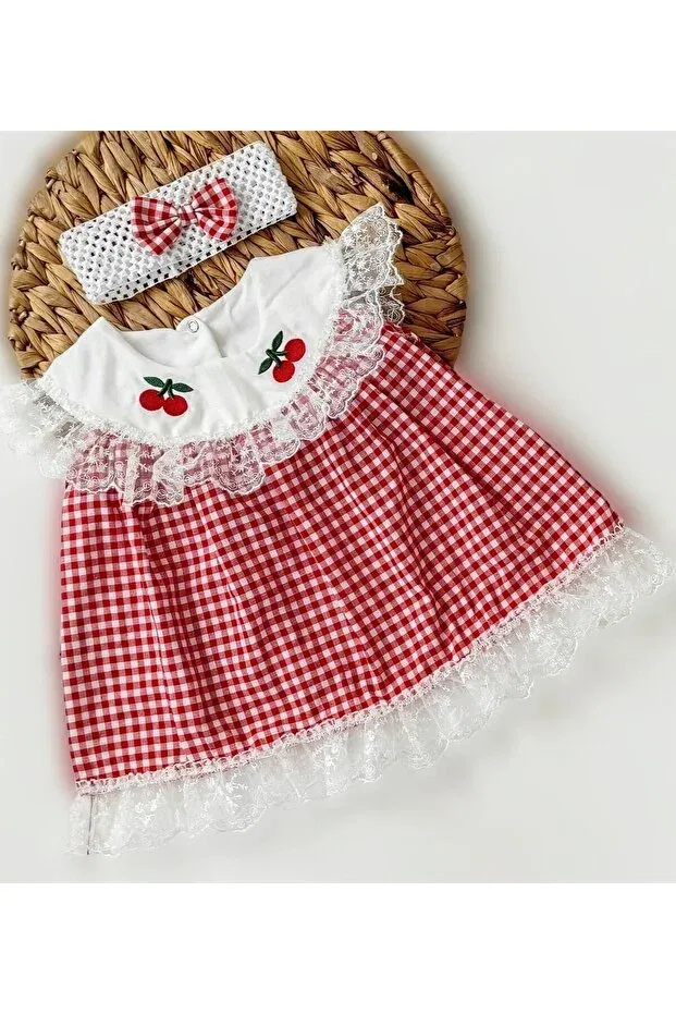 Детское платье для девочек с коротким рукавом Petekıds, Red Gingham