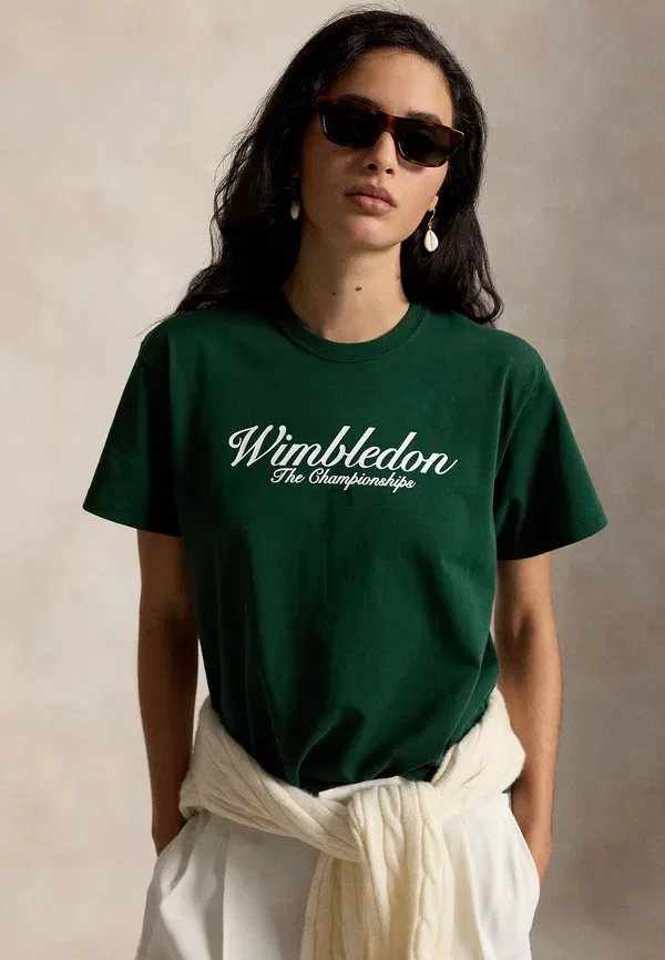 Футболка с принтом 100% хлопок Wimbledon logo cotton jersey tee Polo Ralph Lauren, Refined Navy