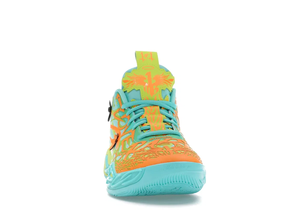Детские кроссовки для мальчиков с принтом Puma LaMelo Ball MB.04 Scooby-Doo (GS), Aquatic/Lime Smash/Heat Fire — фото 2