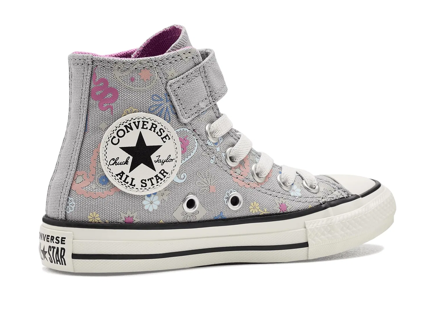 Кроссовки Chuck Taylor All Star 1V (для маленьких детей) Converse Kids, Grey Area/Xoxo Pink/White — фото 4