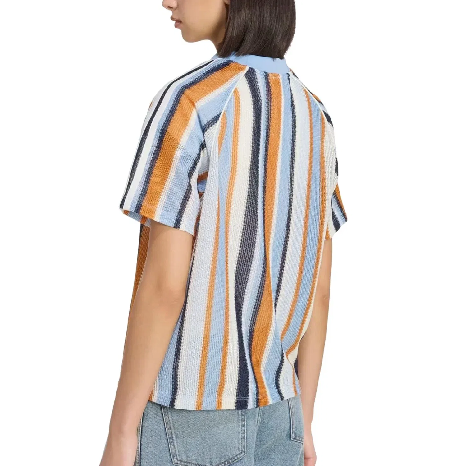 Женский футбольный джерси с длинным рукавом Adidas Summer Glow Knitted Oversized Jersey, синий — фото 3