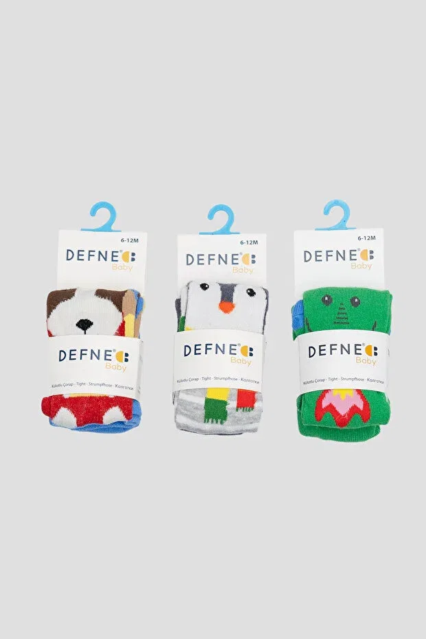 Детский комплект колготок для мальчиков хлопковый с принтом Defne Baby, Black — фото 4