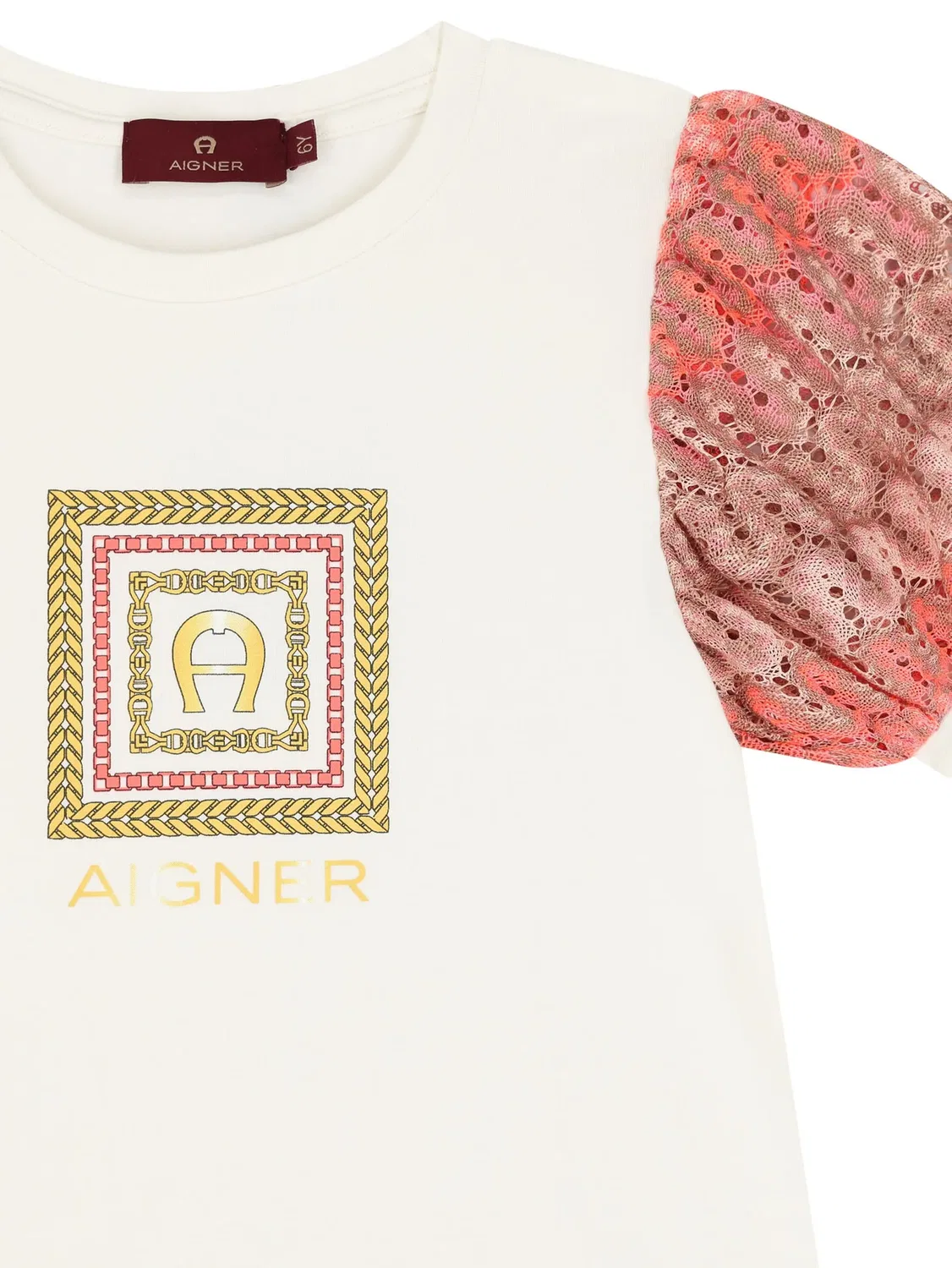 Платье с кружевными рукавами и принтом Aigner, белый — фото 3