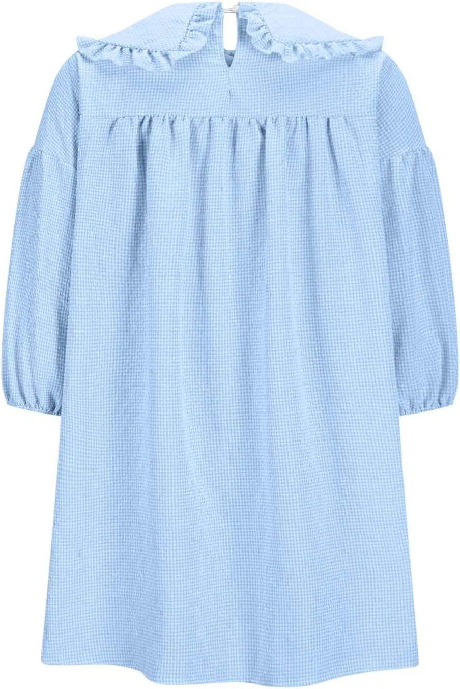 Женское мини-платье babydoll с пышными рукавами Casual, Light Blue — фото 3