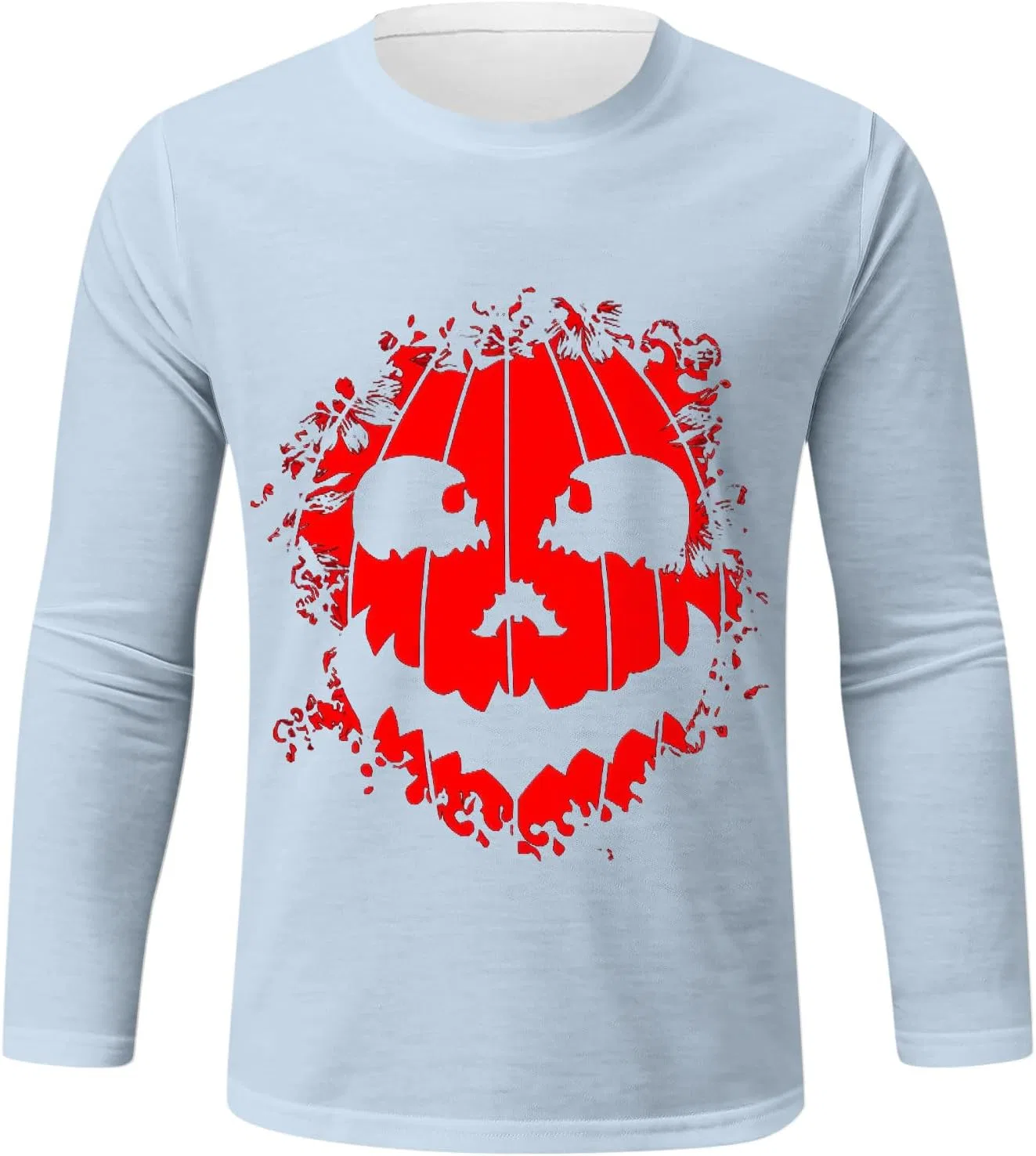 Мужская футболка с принтом тыквы Long Sleeves, Light Blue — фото 2