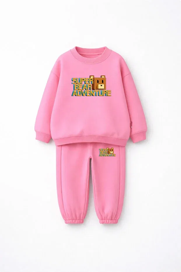 Детский комплект спортивного костюма для девочек с принтом Super Bear Adventure Fasardi, Pink